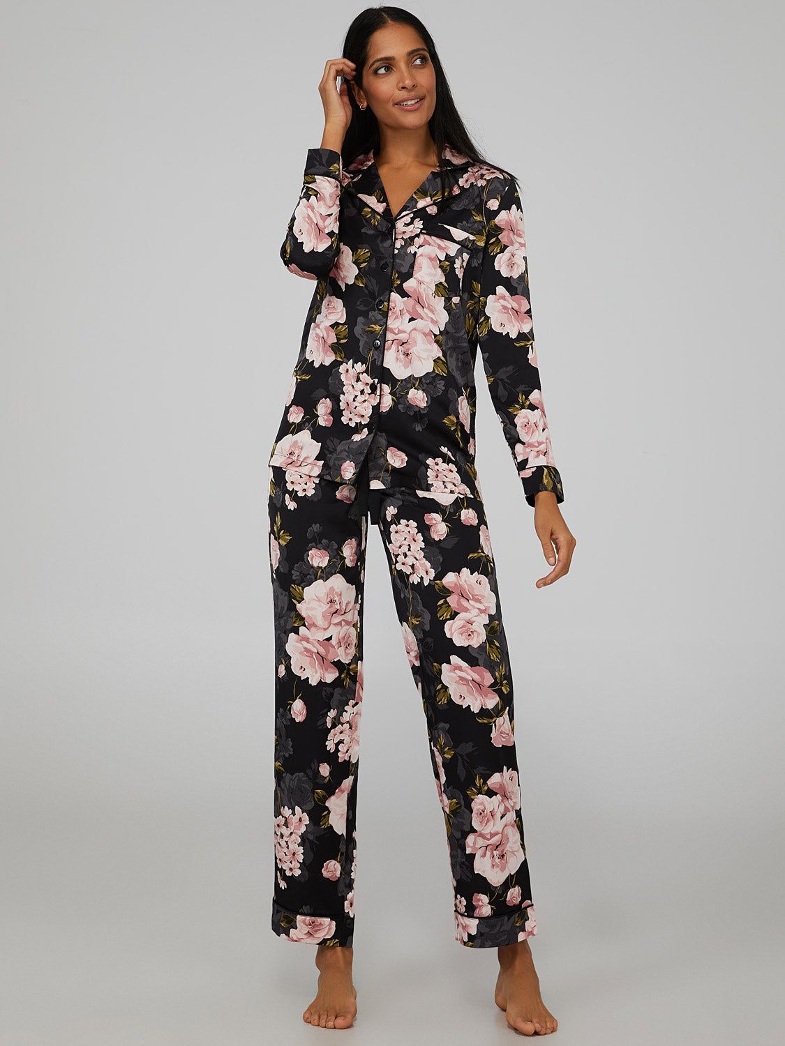 Satin Floral Print PJ Set sold by Suzy Shier