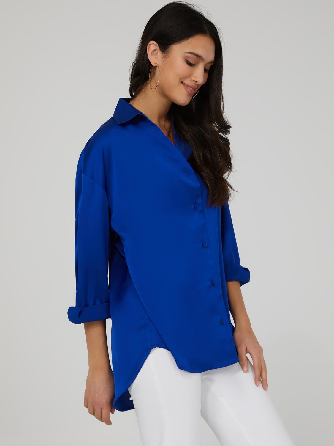 Oversized Satin Button Down Blouse sold by Suzy Shier product image thumbnail 3