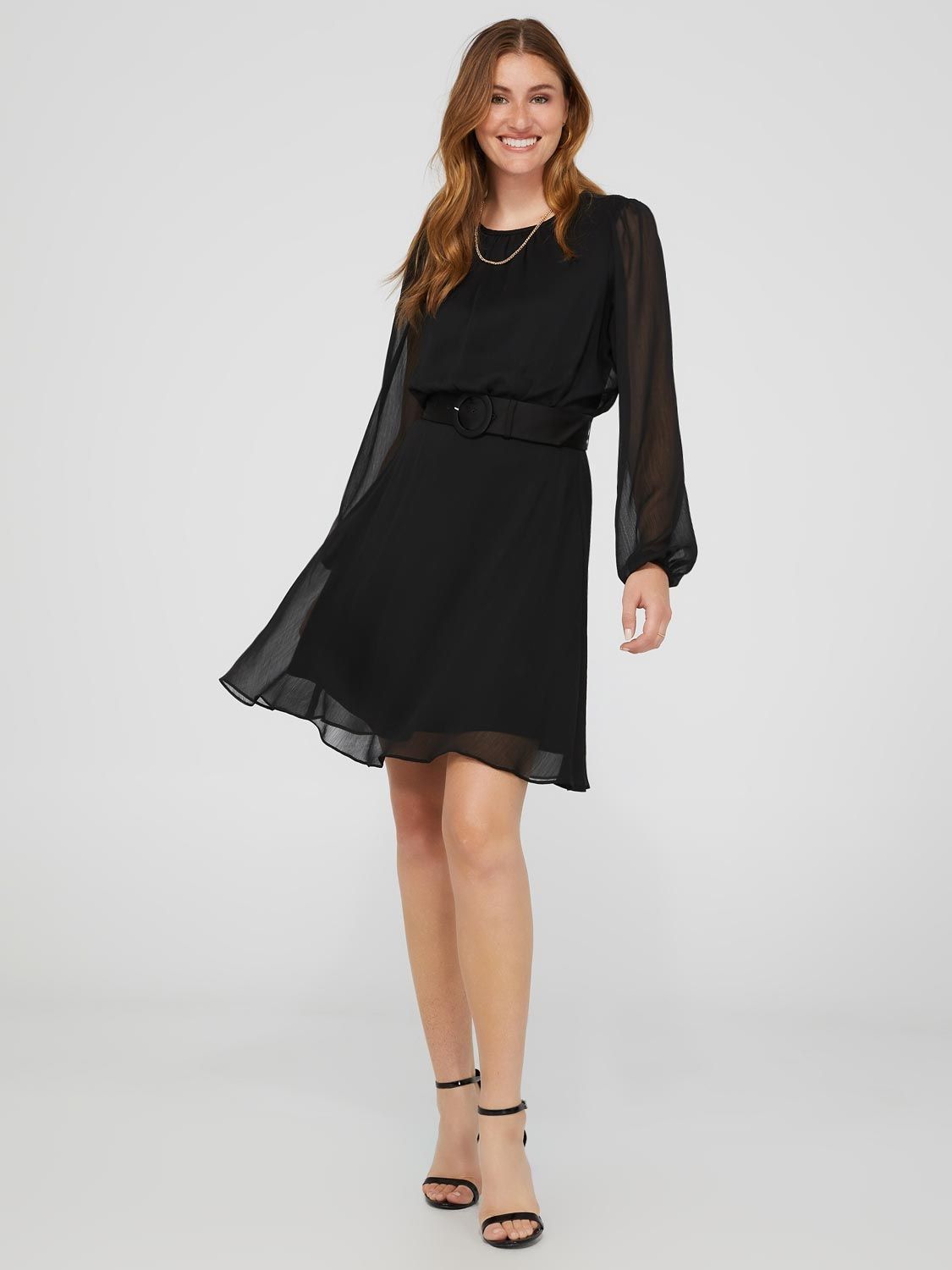 Round Neck Belted Fit & Flare Mini Dress sold by Suzy Shier