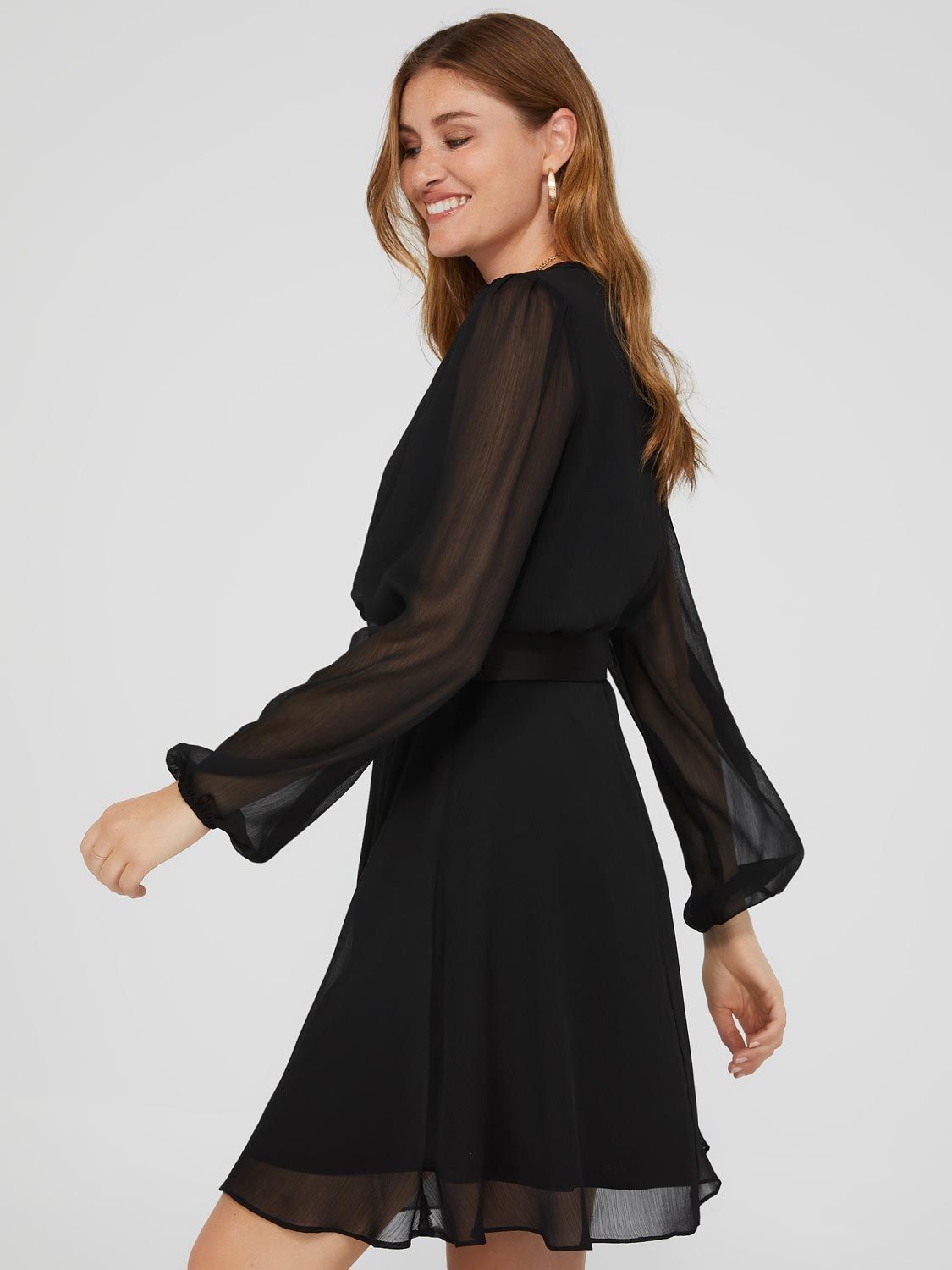 Round Neck Belted Fit & Flare Mini Dress sold by Suzy Shier product image thumbnail 4