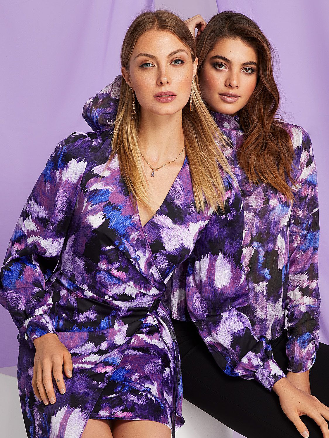 Floral Satin Wrap Dress sold by Suzy Shier