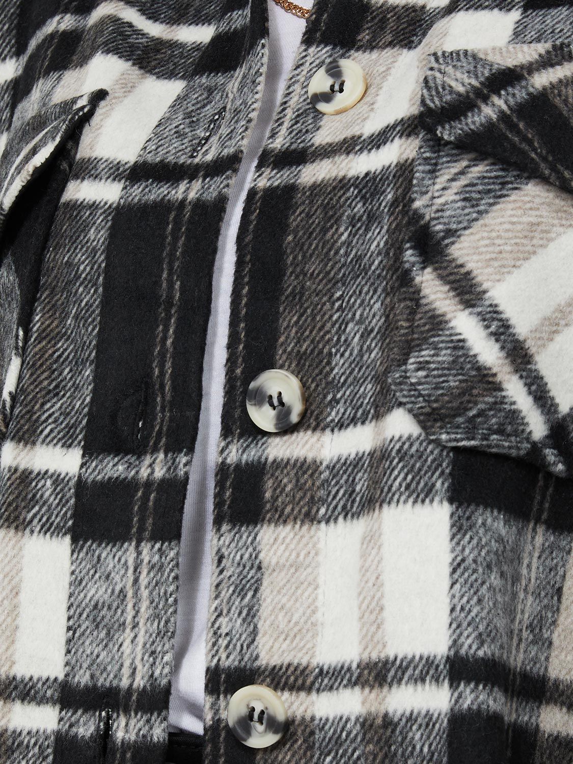 Short Plaid Shacket With Flap Pockets sold by Suzy Shier product image thumbnail 4