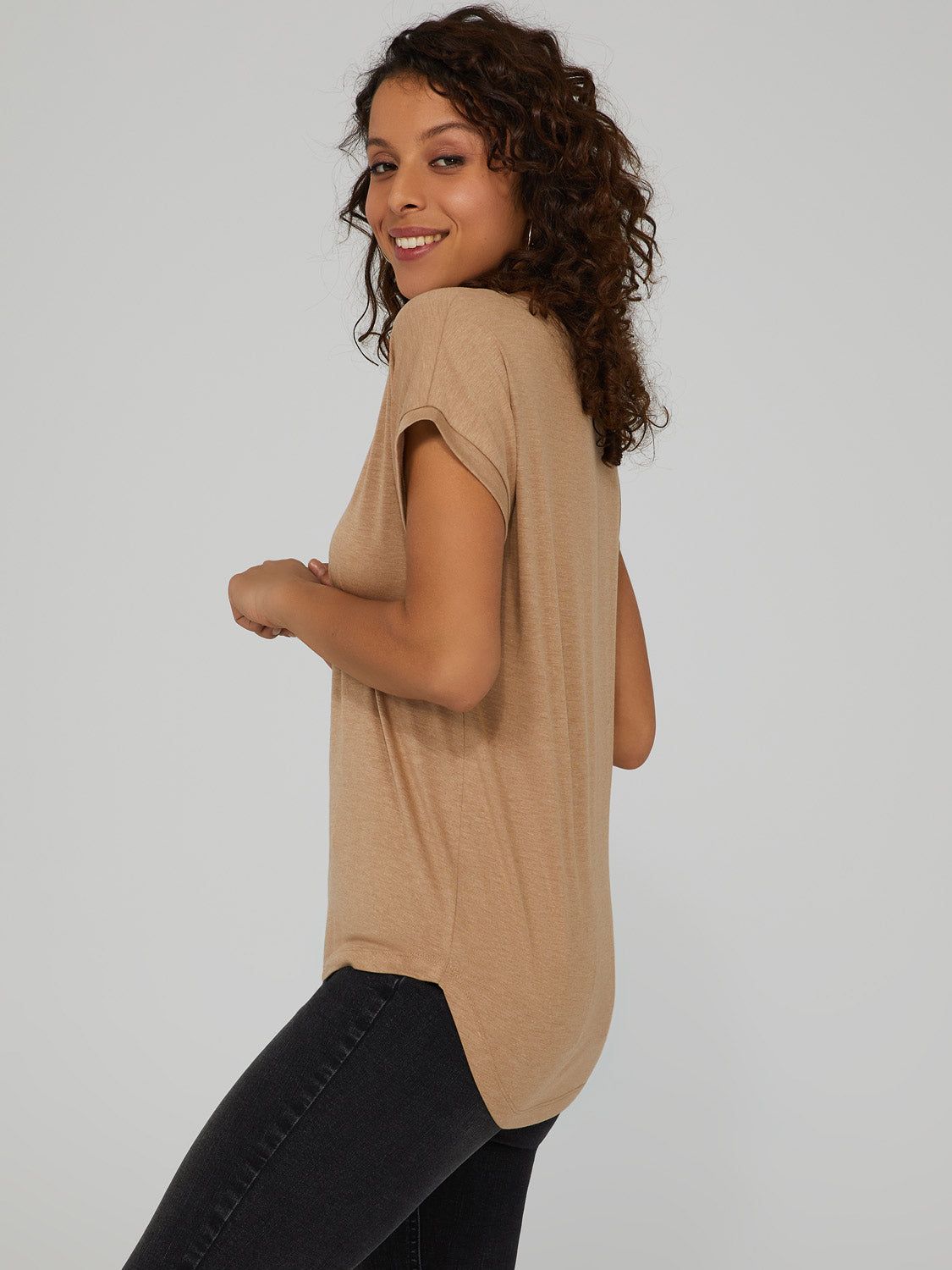 Cuffed Sleeve V-Neck Top sold by Suzy Shier product image thumbnail 7