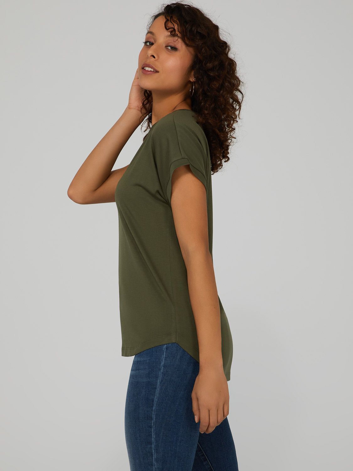 Cuffed Sleeve V-Neck Top sold by Suzy Shier product image thumbnail 11