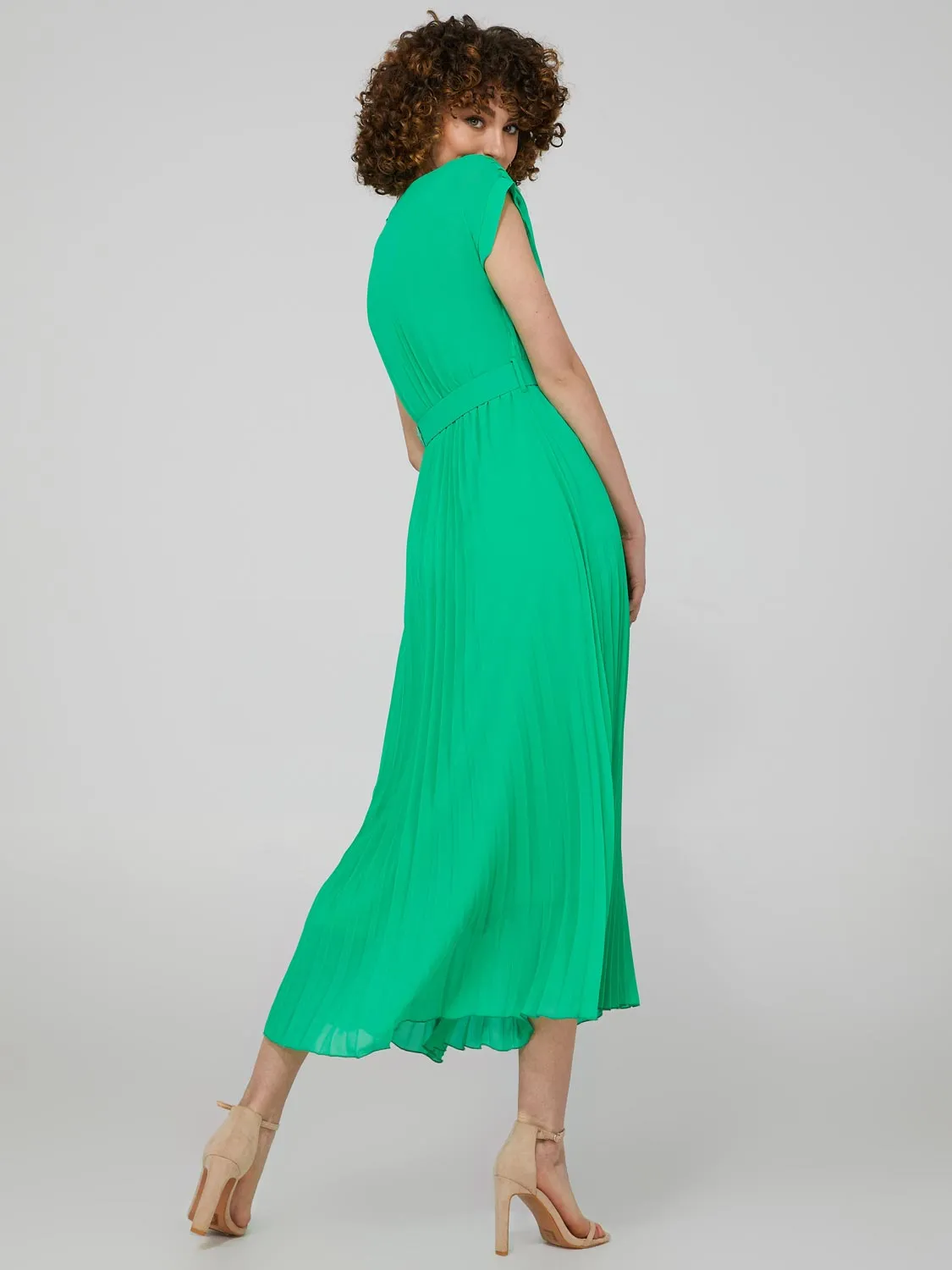 Pleated Crossover Dolman Sleeve Maxi Dress With Belt sold by Suzy Shier product image thumbnail 5