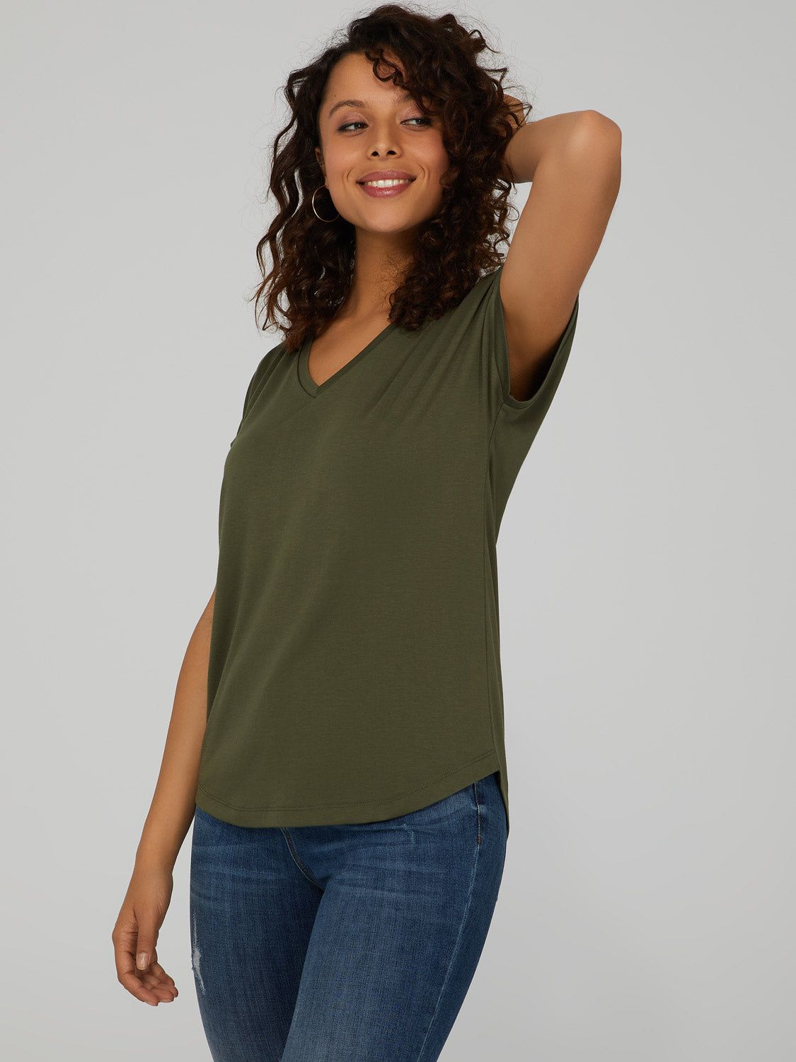 Cuffed Sleeve V-Neck Top sold by Suzy Shier product image thumbnail 10