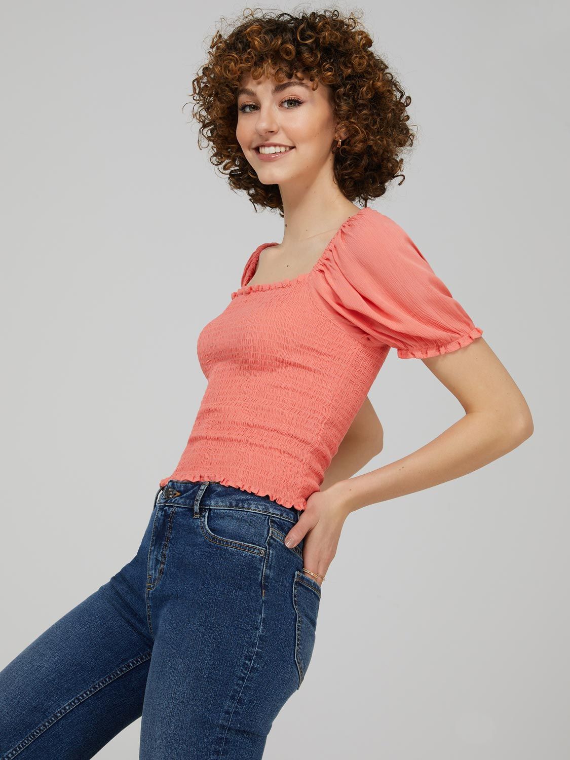 Smocked Square Neck Top With Puff Sleeves sold by Suzy Shier product image thumbnail 4