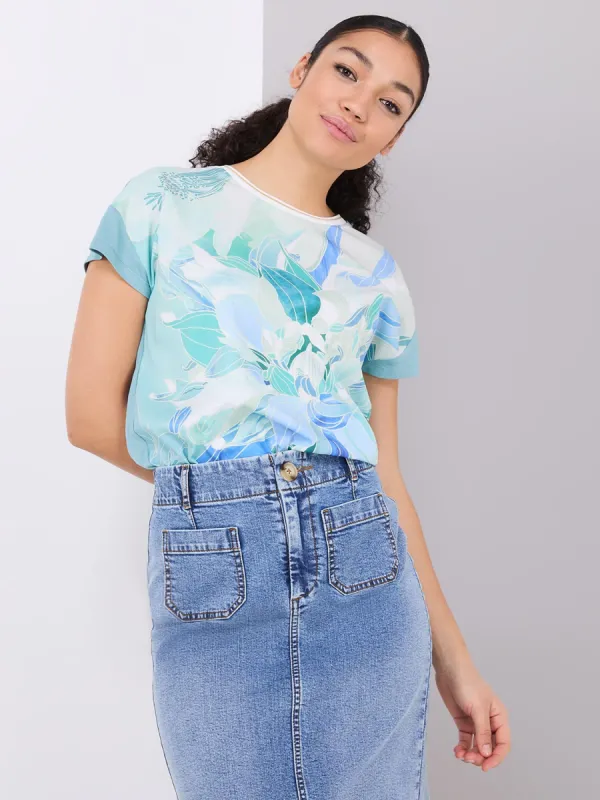 Floral Print Dolman Sleeve T-Shirt With Metallic Details sold by Suzy Shier
