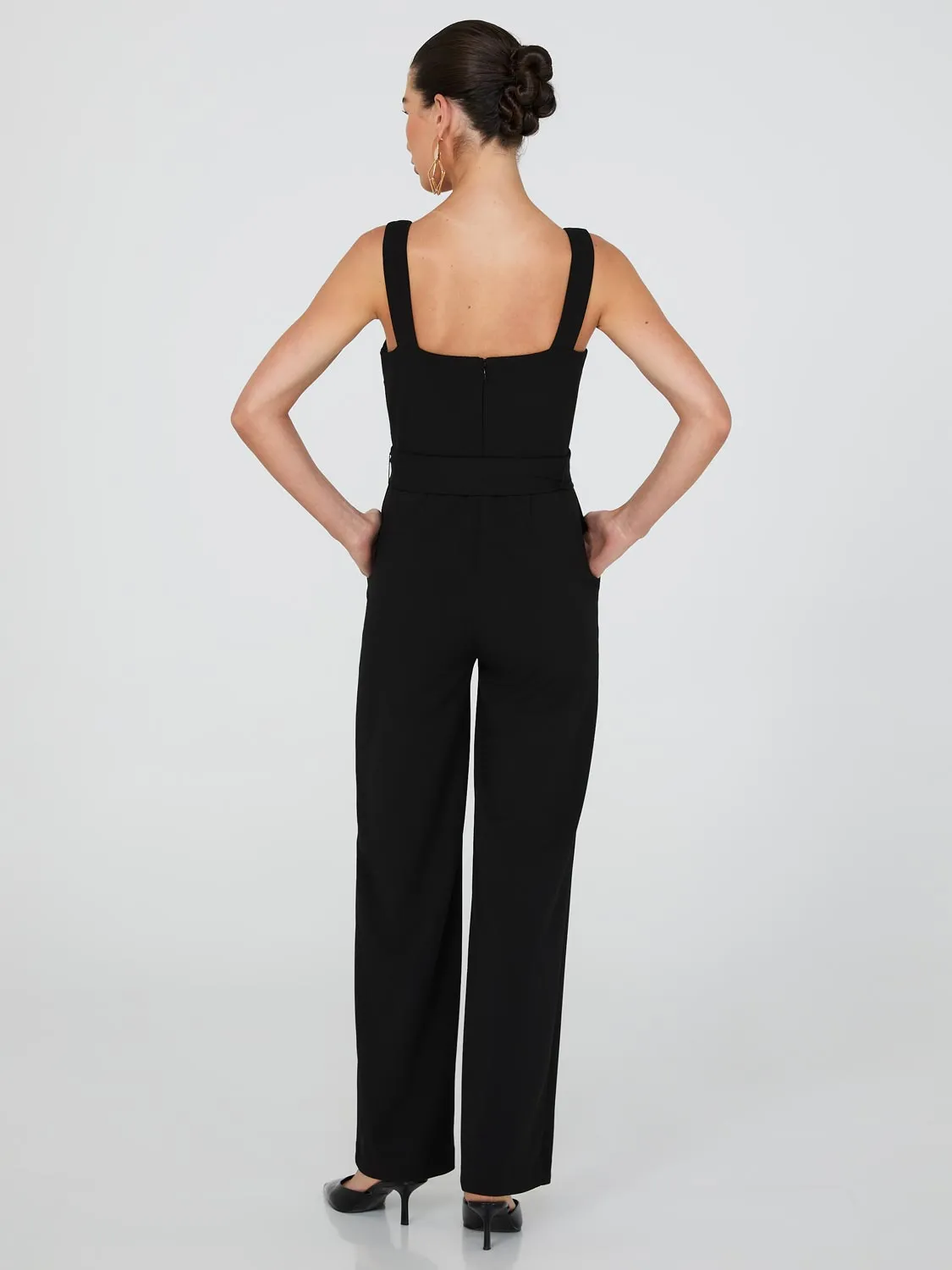 Square Neck Wide-Leg Jumpsuit With Pockets sold by Suzy Shier product image thumbnail 5