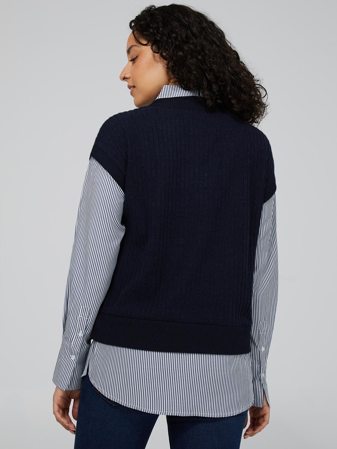 2-Fer Blouse With Woven Short Sleeve Top sold by Suzy Shier product image thumbnail 5