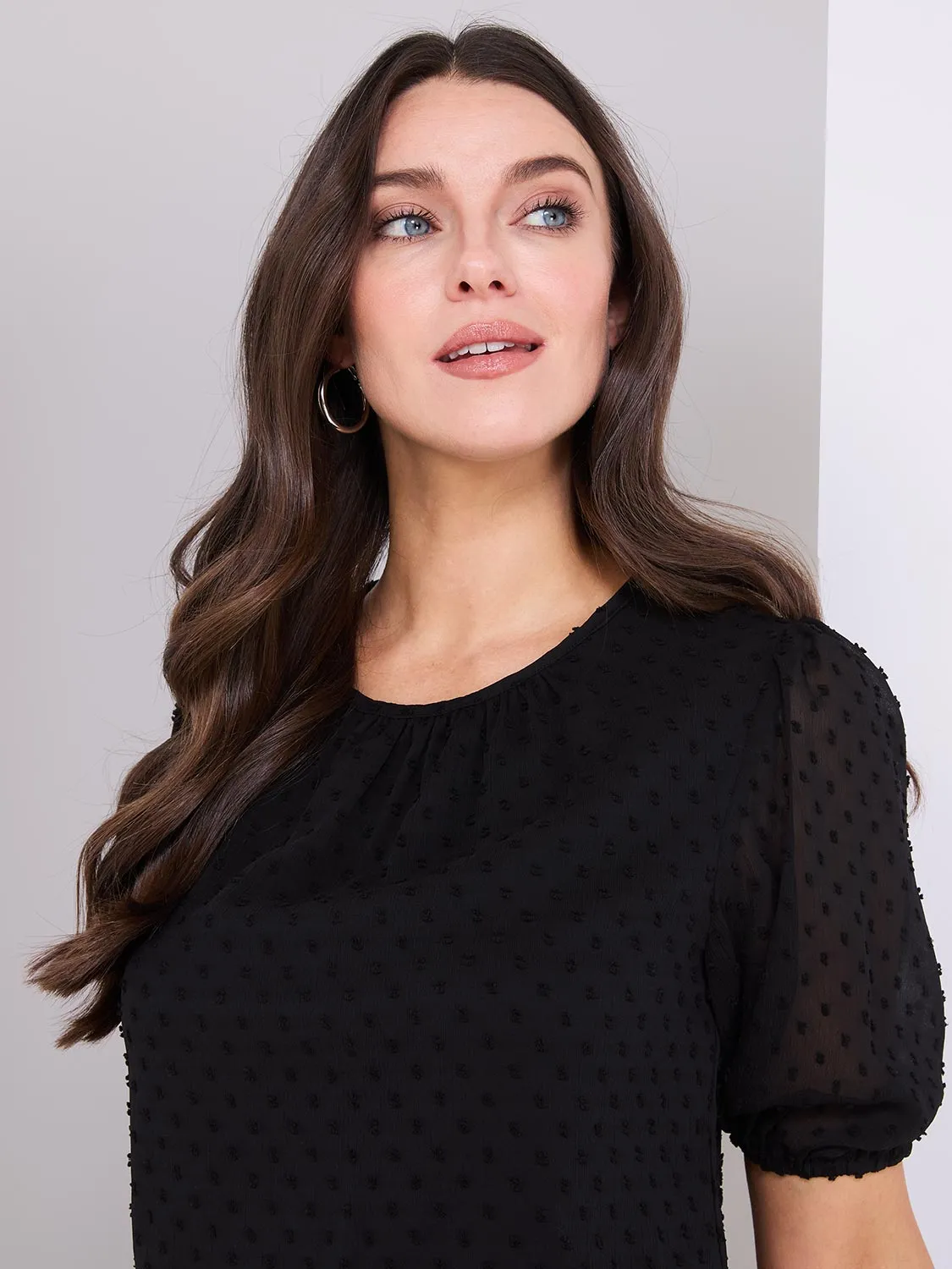 Clip Dot Short Sleeve Blouse sold by Suzy Shier product image thumbnail 3