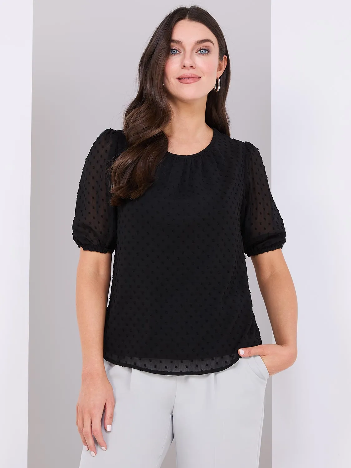 Clip Dot Short Sleeve Blouse sold by Suzy Shier product image thumbnail 2