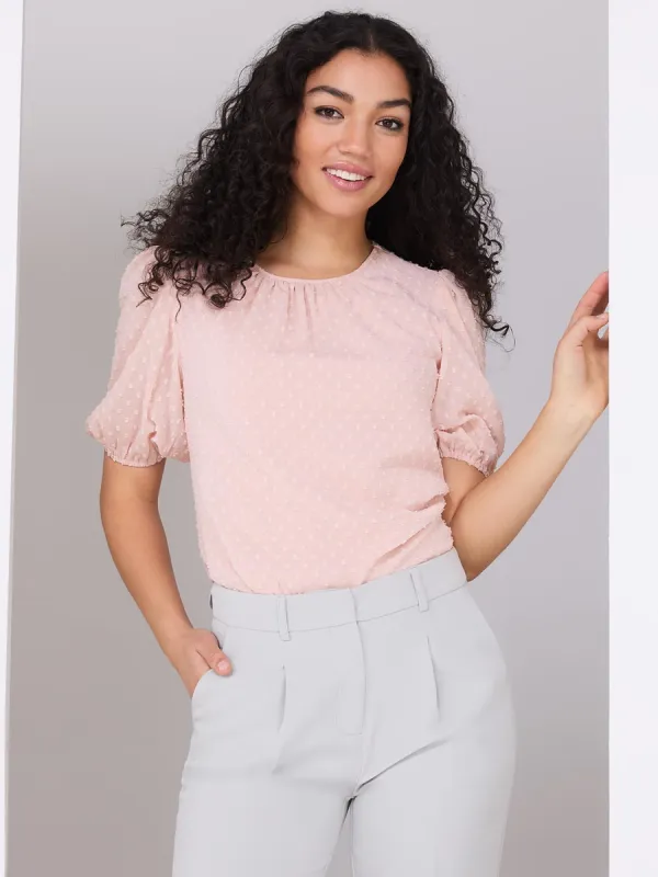 Clip Dot Short Sleeve Blouse sold by Suzy Shier