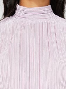 Short Sleeve Mock Neck Plisse Top sold by Suzy Shier