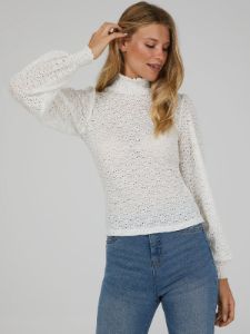 Lace Puff-Sleeve Mock Neck Top sold by Suzy Shier
