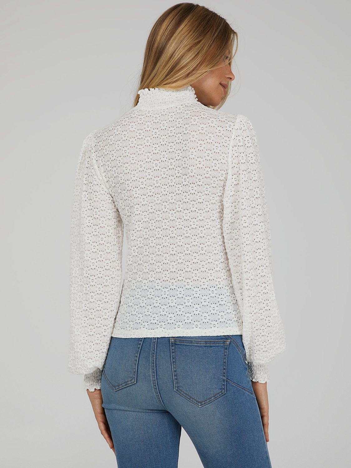 Lace Puff-Sleeve Mock Neck Top sold by Suzy Shier product image thumbnail 4