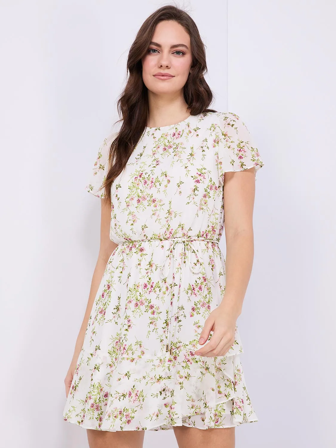 Floral Print Ruffle Skirt Chiffon Dress sold by Suzy Shier product image thumbnail 3