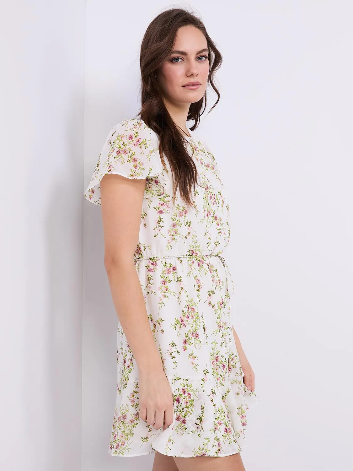 Floral Print Ruffle Skirt Chiffon Dress sold by Suzy Shier product image thumbnail 4