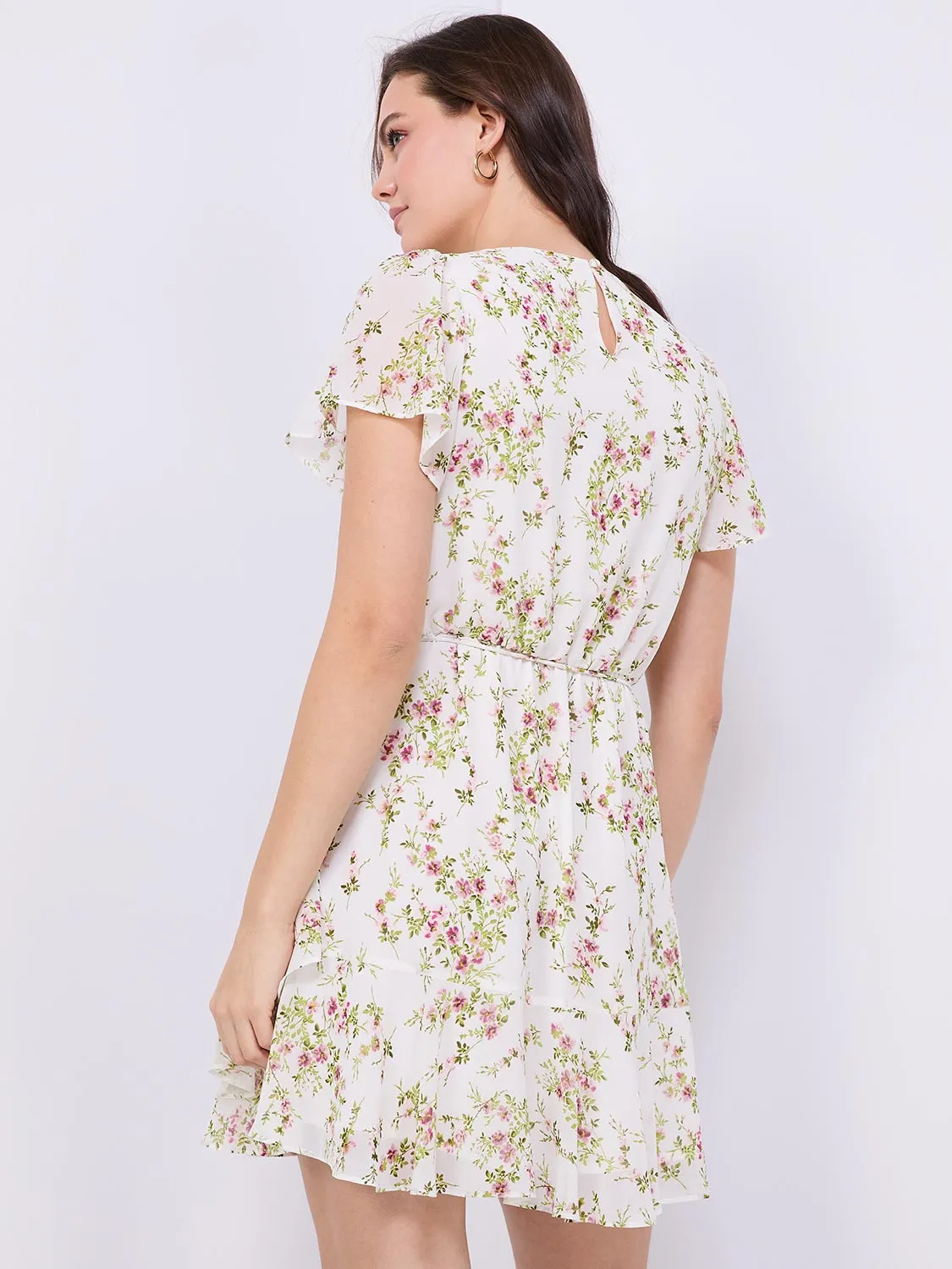 Floral Print Ruffle Skirt Chiffon Dress sold by Suzy Shier product image thumbnail 5