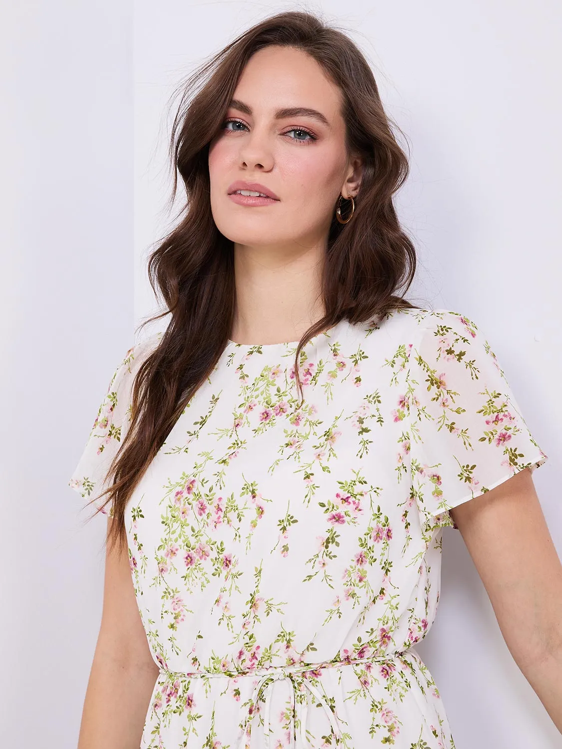 Floral Print Ruffle Skirt Chiffon Dress sold by Suzy Shier product image thumbnail 2