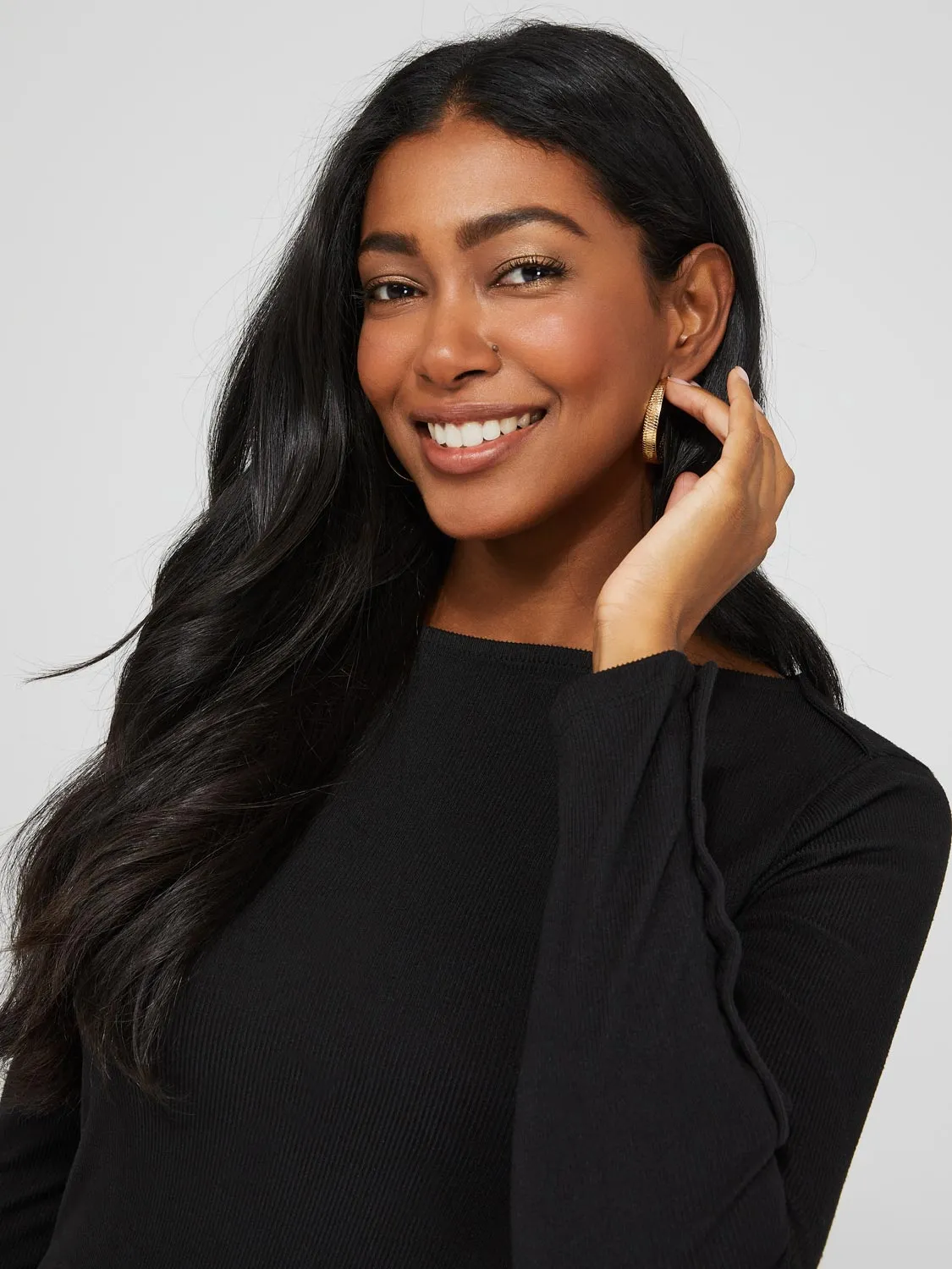 Boat Neck Ribbed Top sold by Suzy Shier product image thumbnail 2