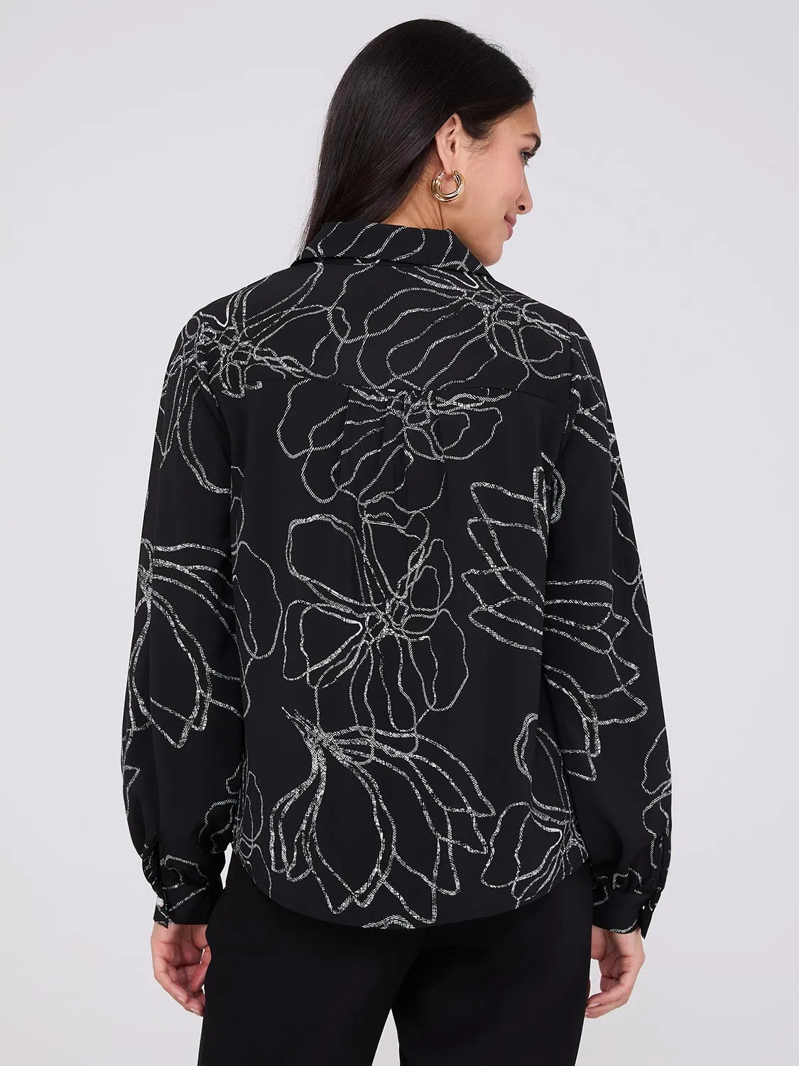 Silky Floral Print Button-Front Blouse sold by Suzy Shier product image thumbnail 5