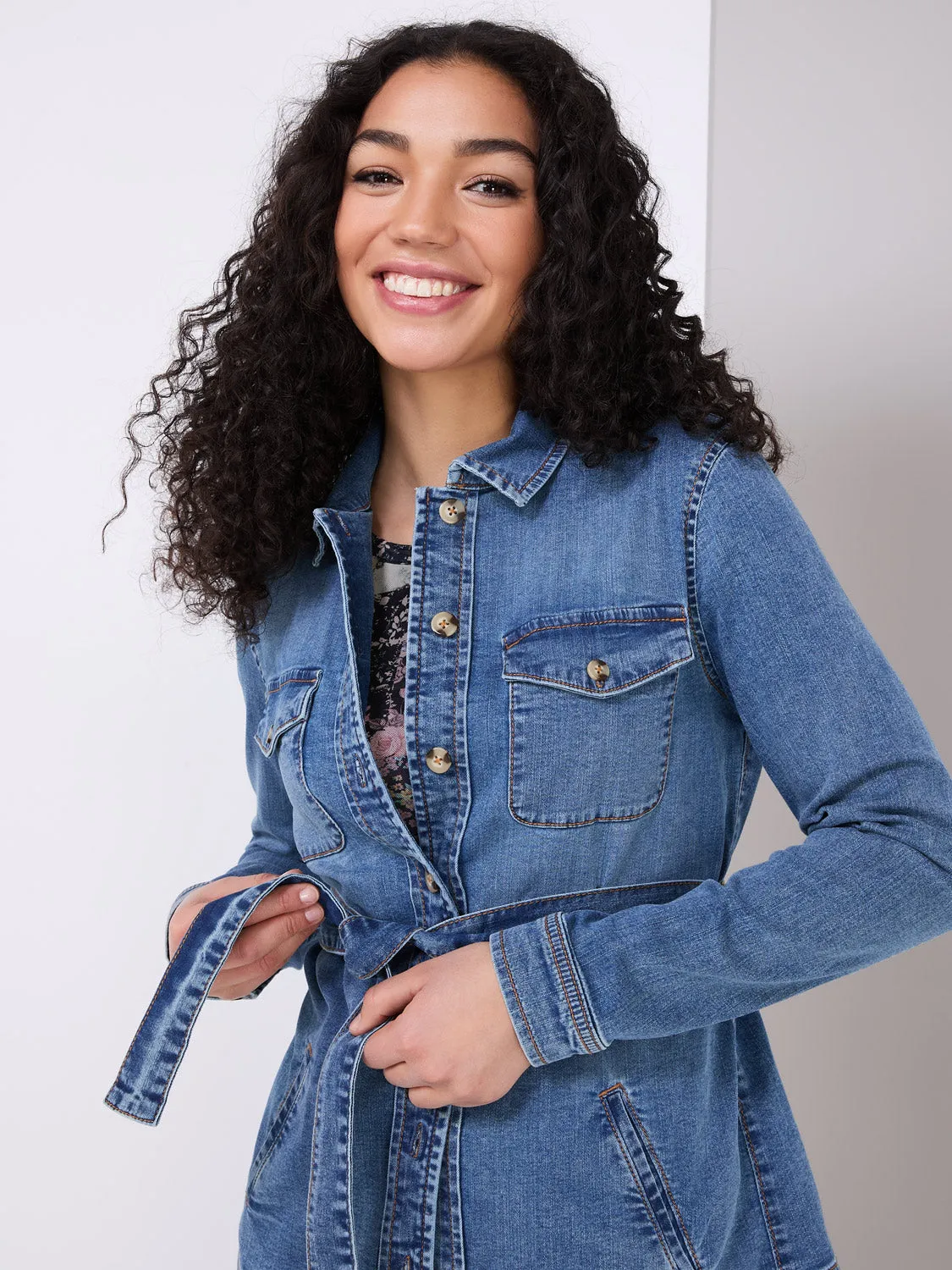 ★E.B.M★ Belted denim outer EMO5DOT020 Belted Denim Jacket | Parallel