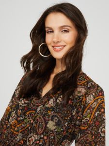 Paisley Print Split Neck Maxi Dress With 2-Tier Skirt sold by Suzy Shier