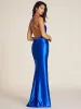 Halter Neck Satin Gown With Open Back sold by Suzy Shier