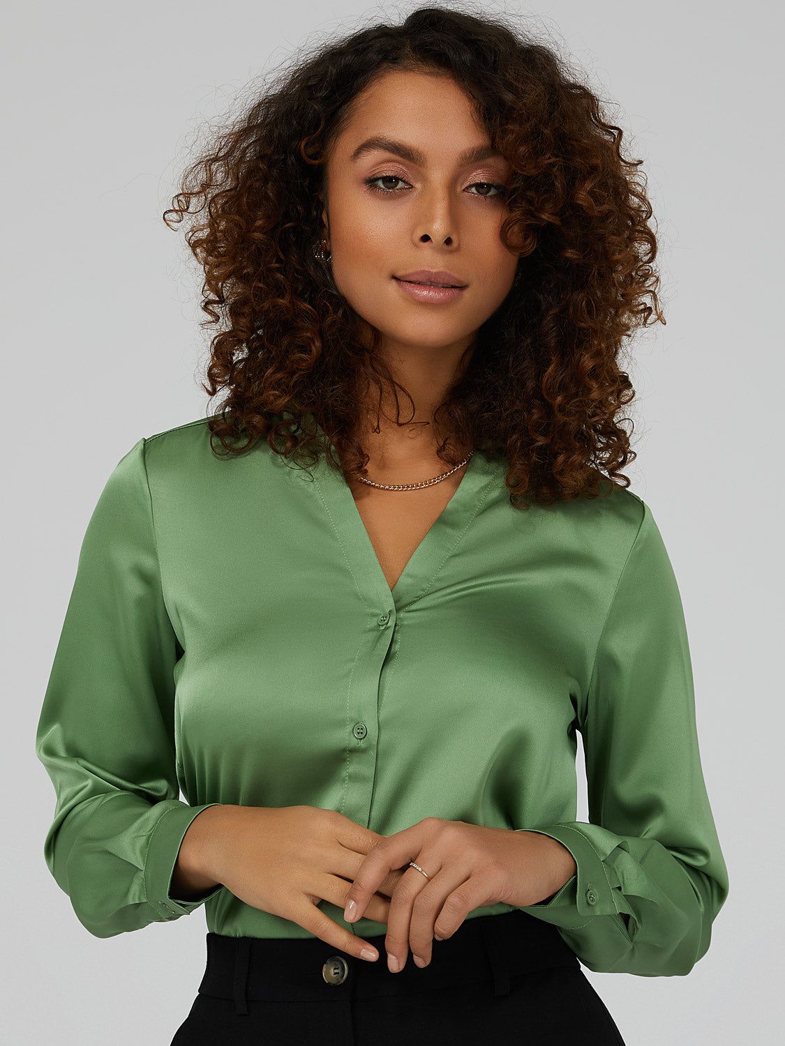Long Sleeve Split Neck Blouse sold by Suzy Shier product image thumbnail 6