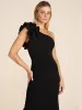 Rosette One-Shoulder Fitted Gown sold by Suzy Shier