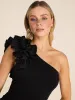 Rosette One-Shoulder Fitted Gown sold by Suzy Shier