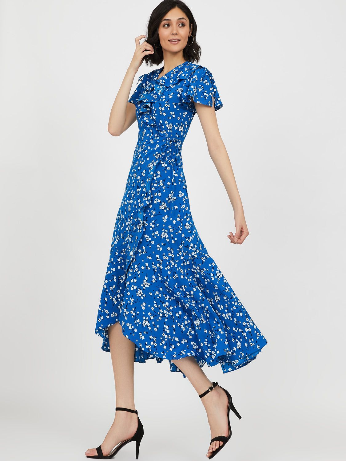 Floral Flutter Sleeve Wrap Dress sold by Suzy Shier