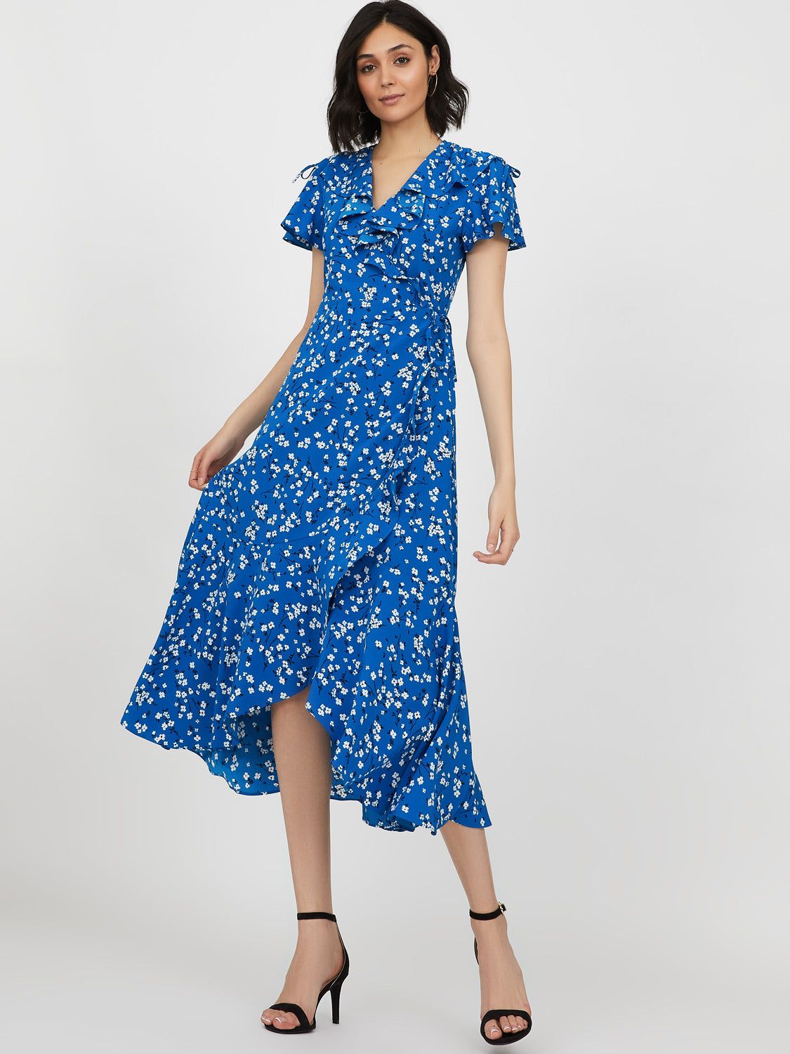 Floral Flutter Sleeve Wrap Dress sold by Suzy Shier product image thumbnail 2