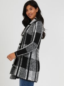 Plaid Shawl Collar Sweater sold by Suzy Shier