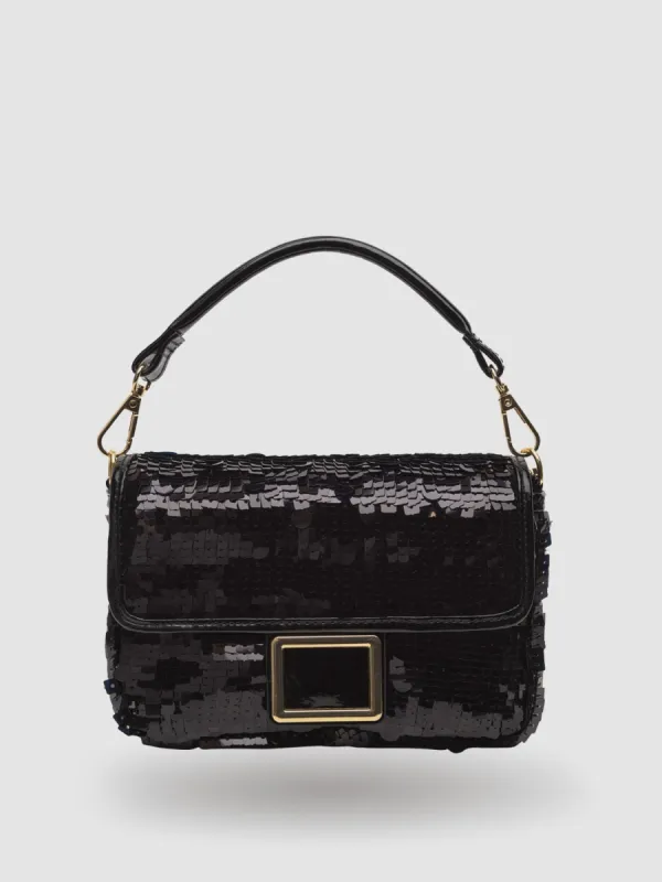 Sequined Flapover Handle Bag sold by Suzy Shier