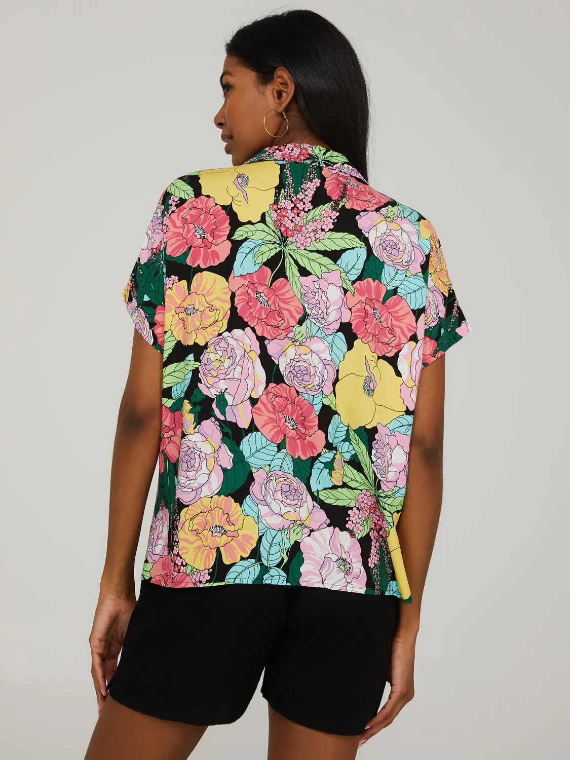 Floral Print Short Sleeve Button-Front Resort Shirt sold by Suzy Shier product image thumbnail 4