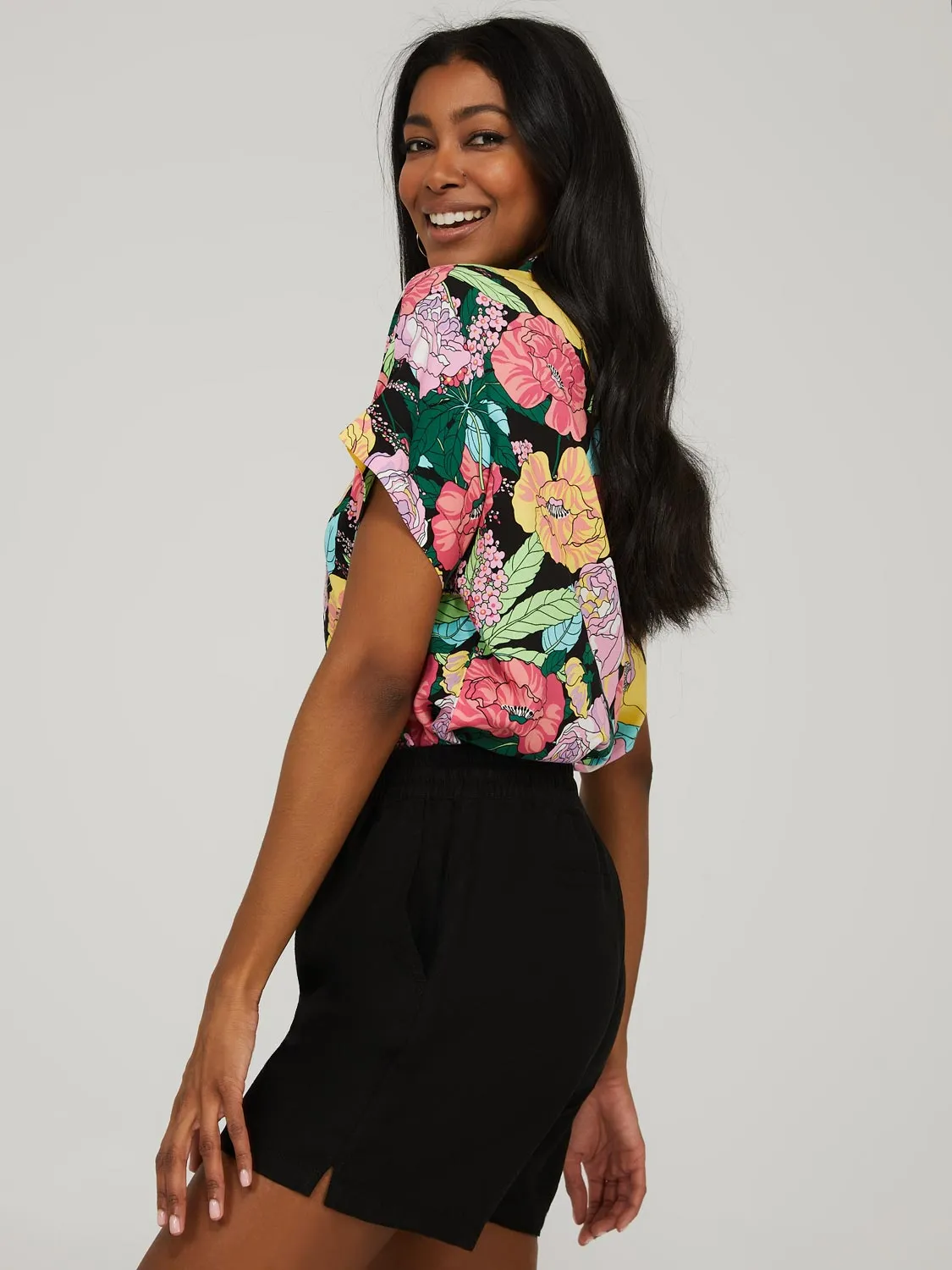 Floral Print Short Sleeve Button-Front Resort Shirt sold by Suzy Shier product image thumbnail 3