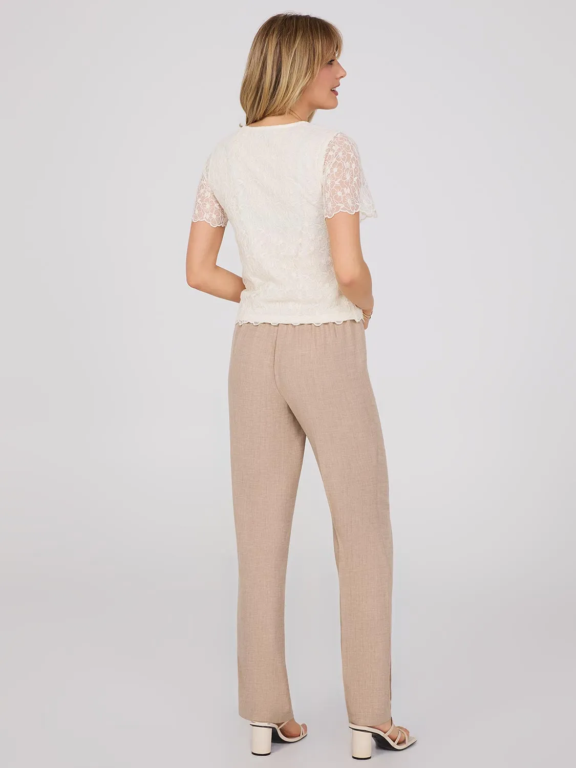 Floral Embroidered Mesh Top With Scallop Edges sold by Suzy Shier product image thumbnail 3