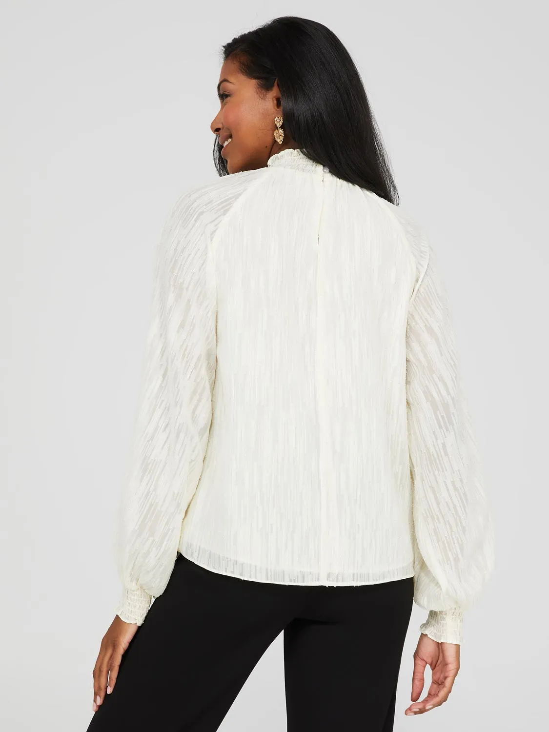 Textured Chiffon Smocked Neck Blouse sold by Suzy Shier product image thumbnail 5