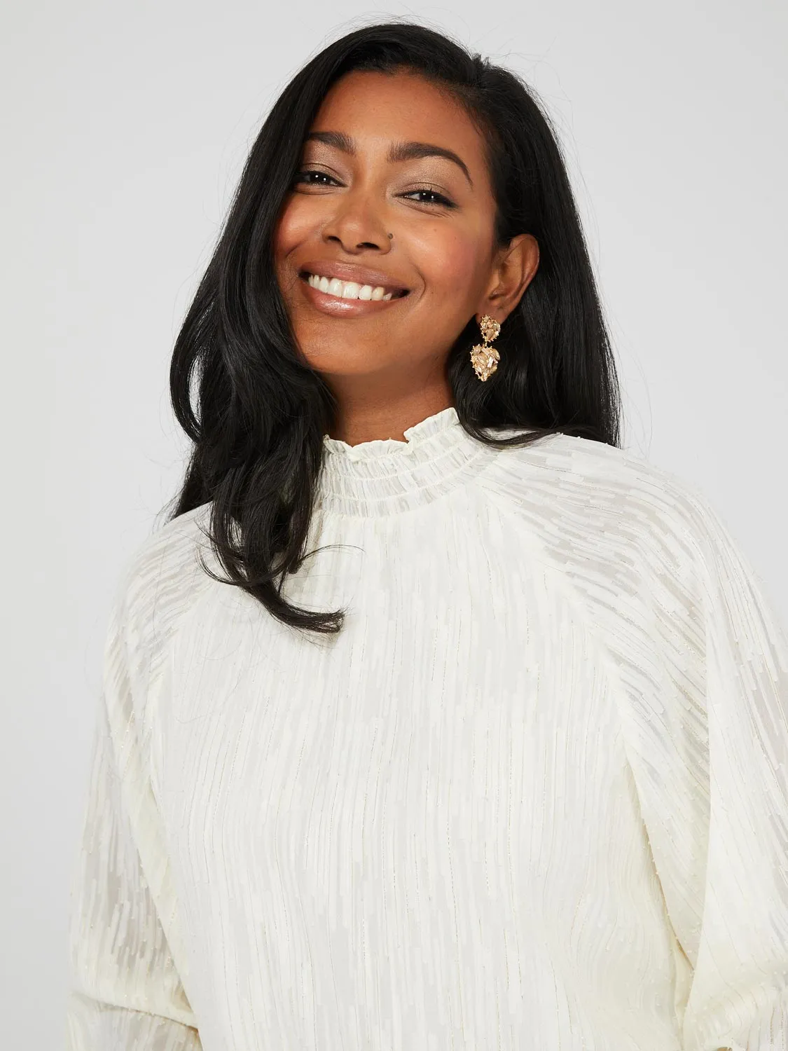 Textured Chiffon Smocked Neck Blouse sold by Suzy Shier product image thumbnail 2