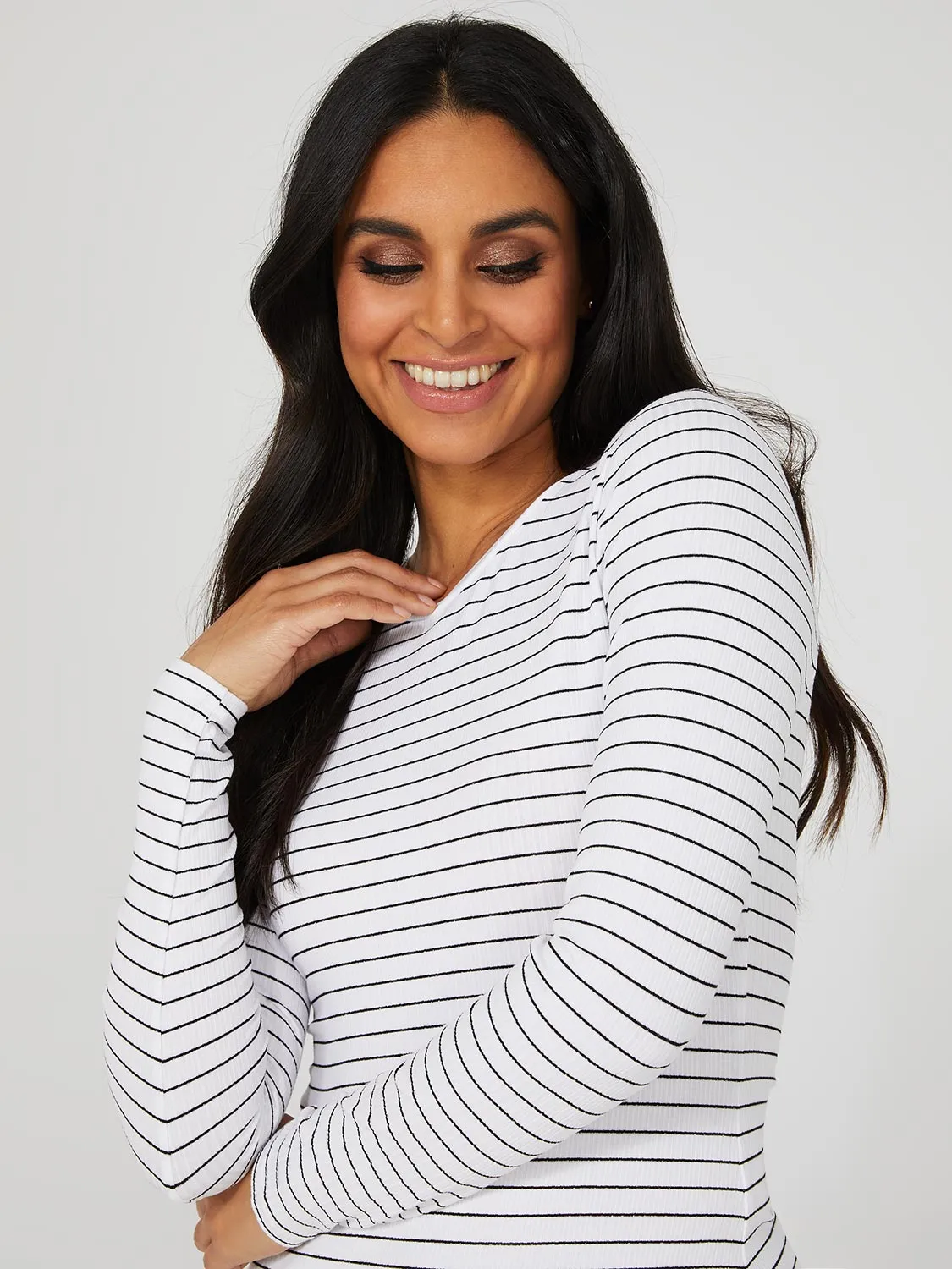 Striped Crew Neck Top sold by Suzy Shier product image thumbnail 2