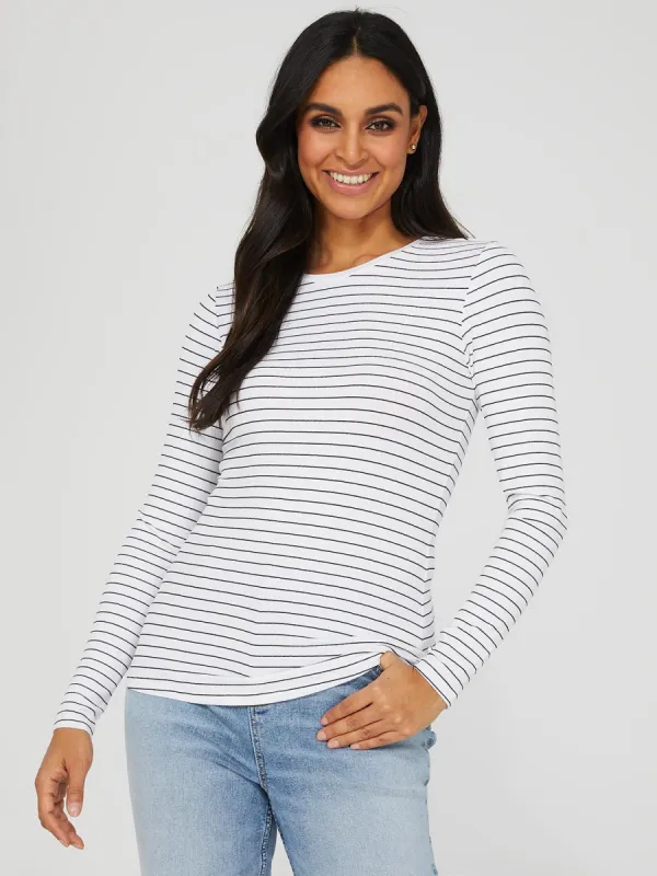 Striped Crew Neck Top sold by Suzy Shier