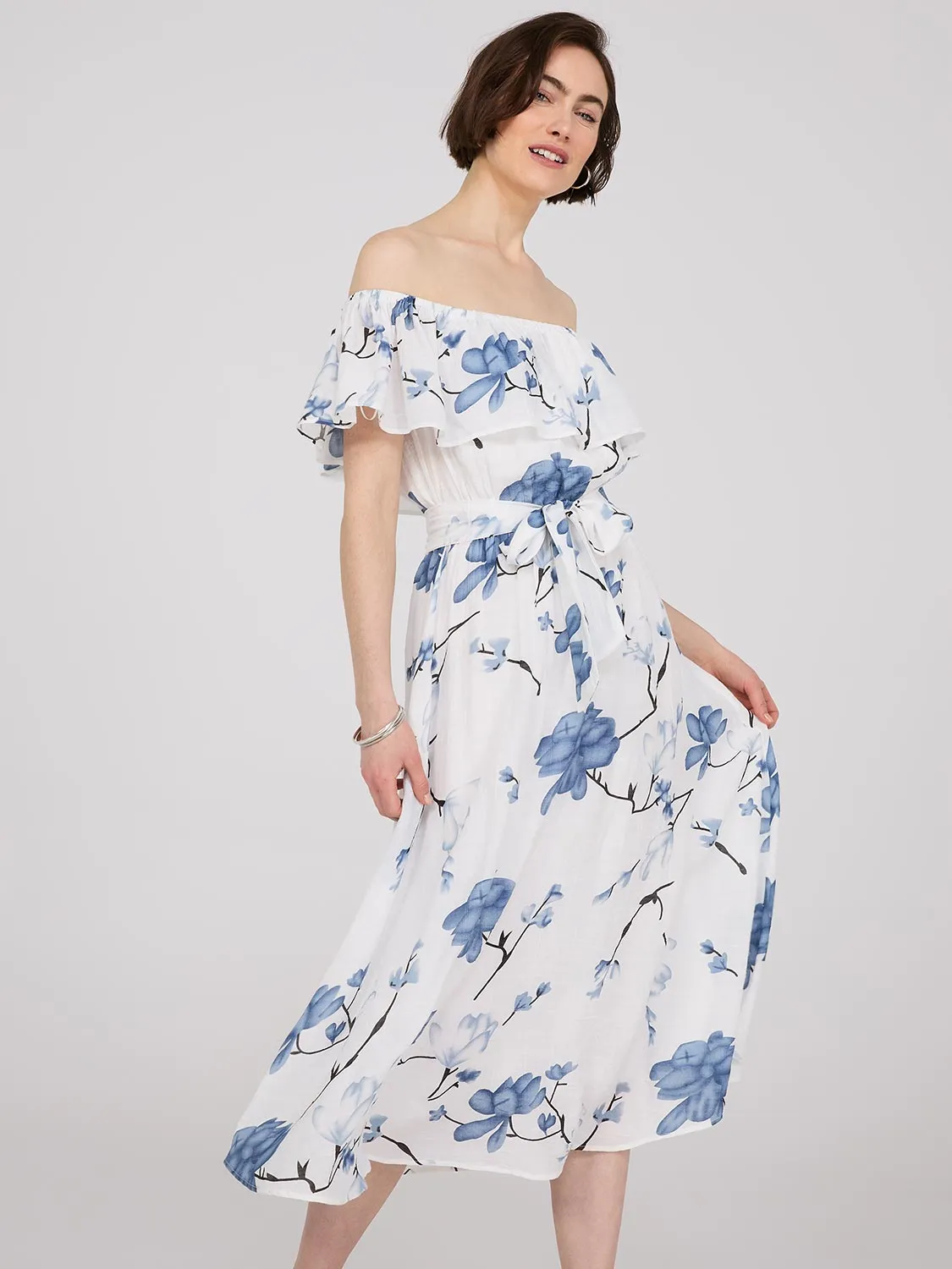 Floral Print Off-The-Shoulder A-Line Midi Dress sold by Suzy Shier product image thumbnail 3