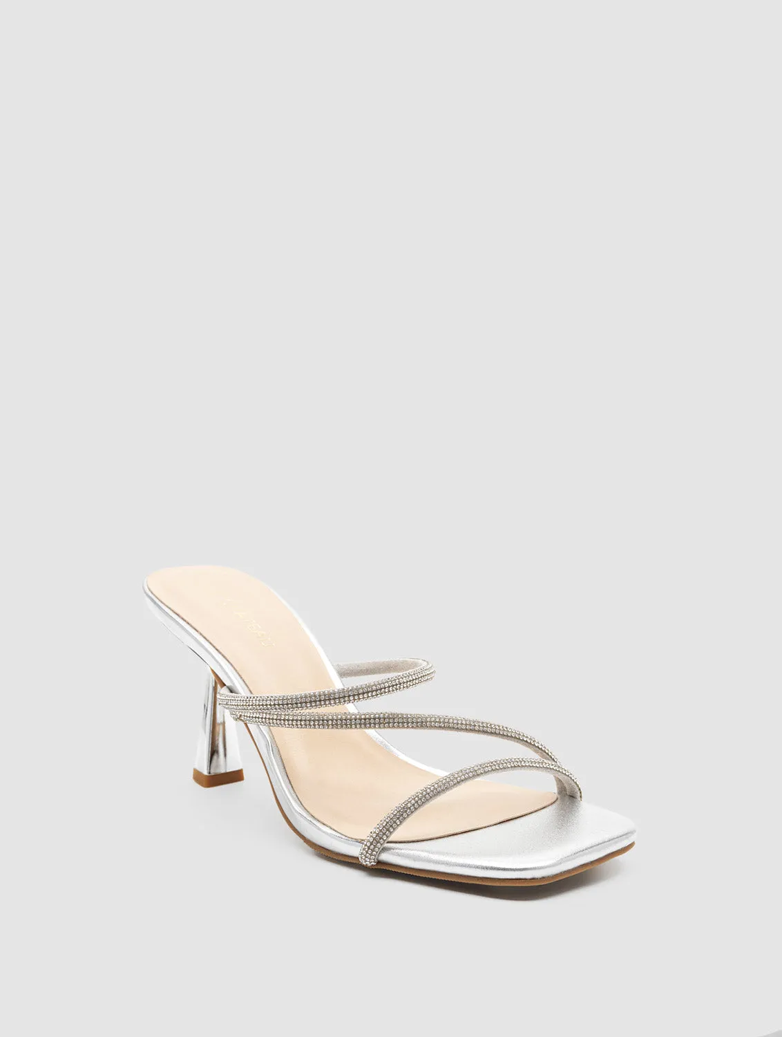 Square Toe Embellished Strappy Heel Slide sold by Suzy Shier product image thumbnail 2