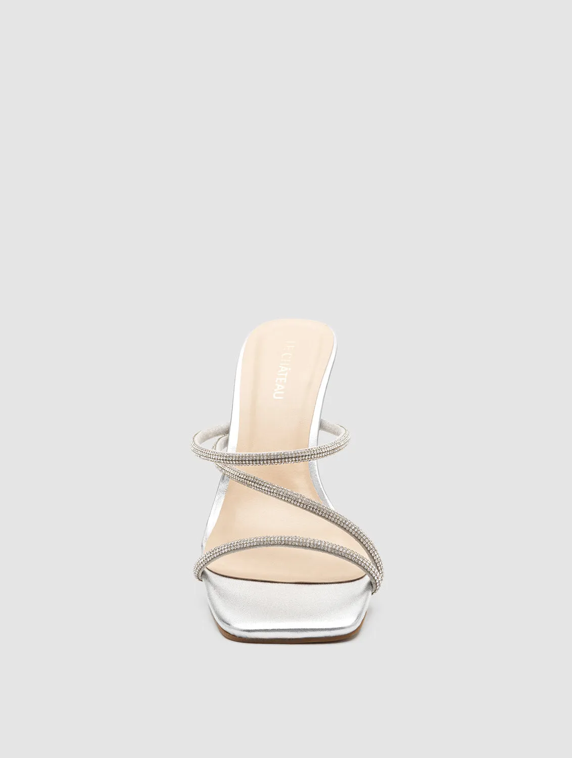 Square Toe Embellished Strappy Heel Slide sold by Suzy Shier product image thumbnail 3