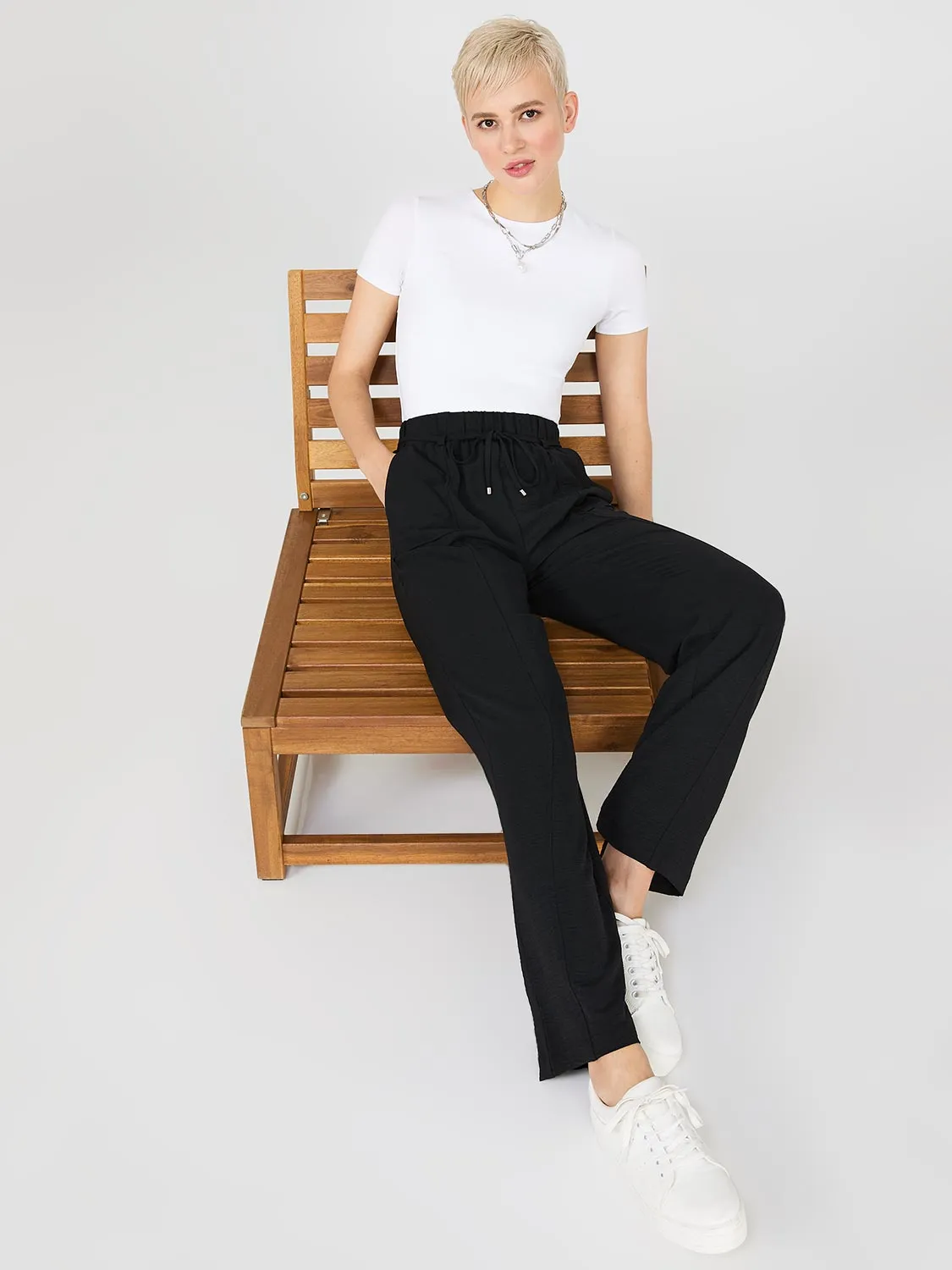 Wide-Leg Pants With Porkchop Pockets sold by Suzy Shier product image thumbnail 4