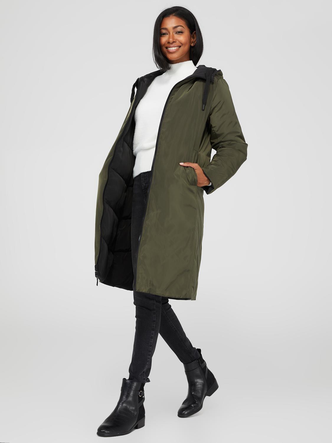 Mid-Length Reversible Jacket sold by Suzy Shier product image thumbnail 2