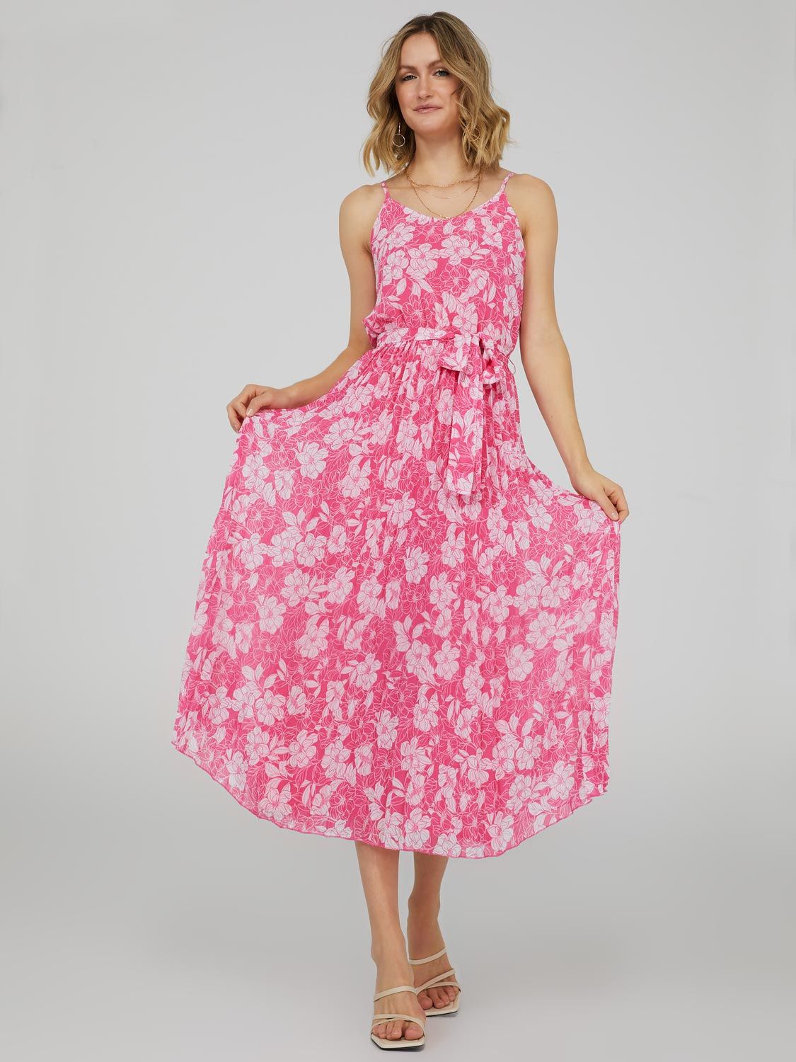 Floral Print Chiffon V-Neck Dress With Pleated Skirt, The Lauren Dress sold by Suzy Shier product image thumbnail 3