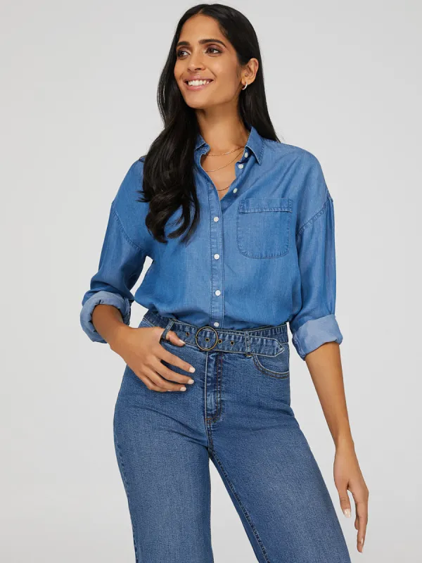 Denim Button-Down Shirt sold by Suzy Shier